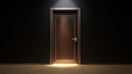 Open modern wooden door to living room