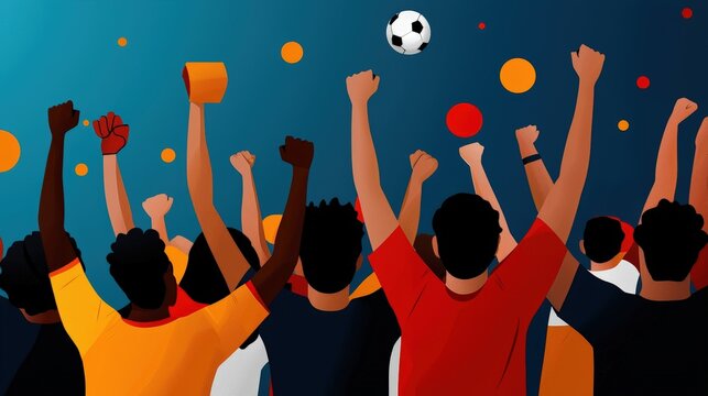 Cheering fans celebrating at a soccer match