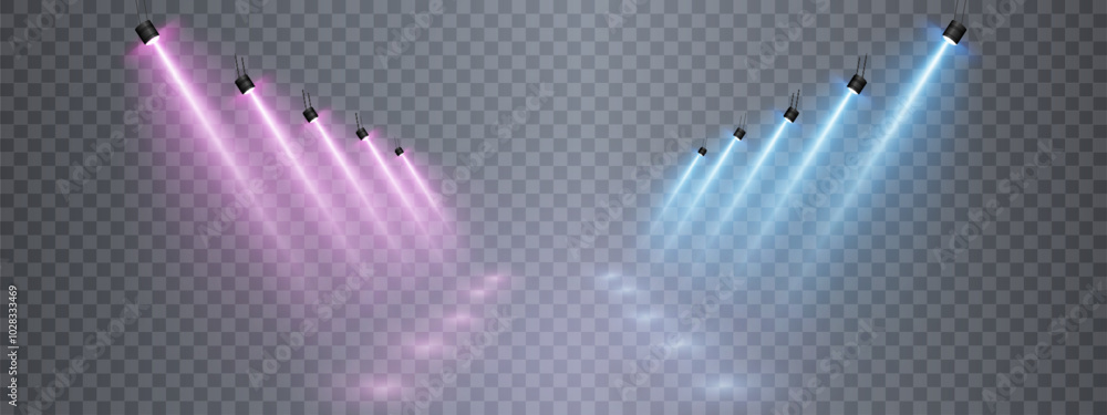 Aufkleber stage and stadium lighting with bright led strobe lights. laser light show. empty stage before the p