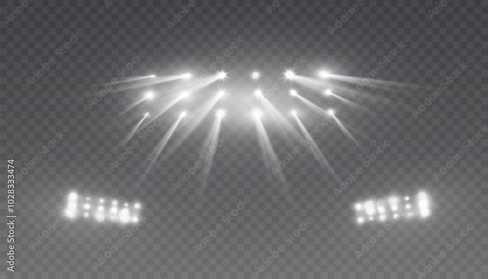 Poster stage and stadium lighting with bright led strobe lights. laser light show. empty stage before the p