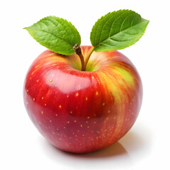 an apple with leaves and leaves on it