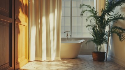 Stylish Shower Curtain Mockup for Bathroom Decor - AI Generated