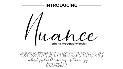 Nuance Font Stylish brush painted an uppercase vector letters, alphabet, typeface