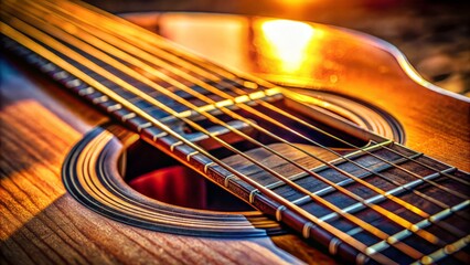 Obraz premium Detailed Macro Photography of Guitar Strings, Pickups, and Fretboard for Music Lovers and Enthusiasts