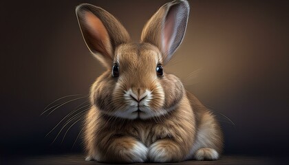 Obraz premium A rabbit in a sitting pose, carefully grooming its paw, with detailed fur lines and shading