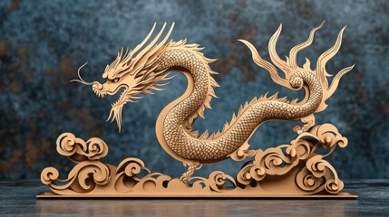 Fototapeta premium Elegant Chinese Fantasy Dragon for Laser Cutting