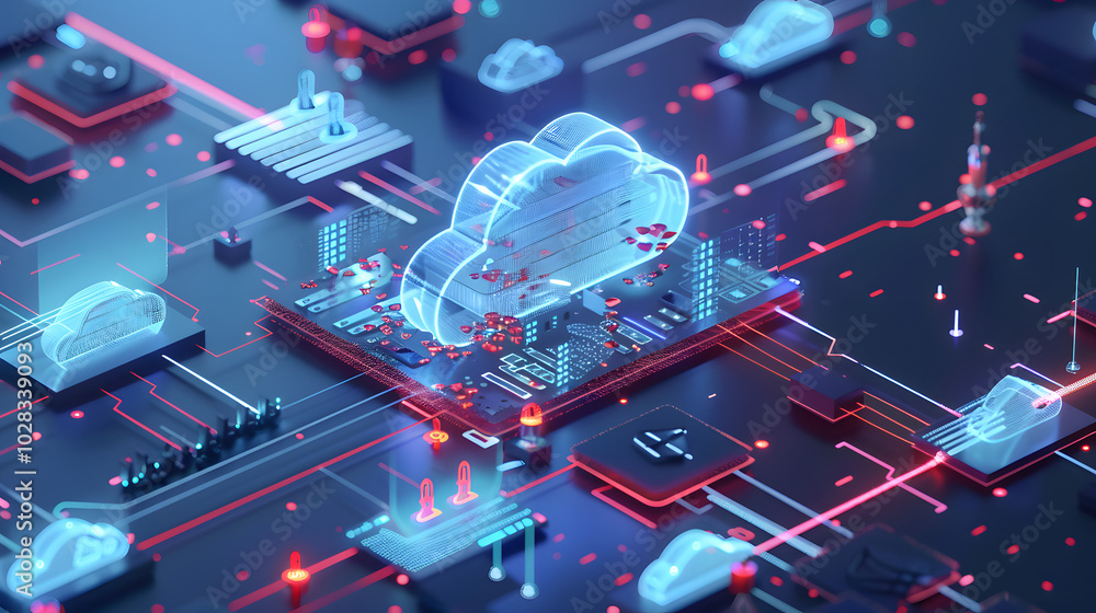Poster cloud-based collaboration tools: a vibrant scene showing diverse professionals collaborating on a pr
