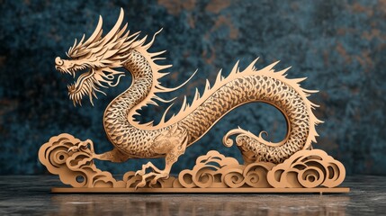 Fototapeta premium Elegant Fantasy Chinese Dragon SVG File for Laser Cut