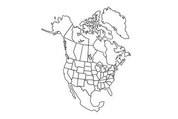 Map of North America, isolated on white background. Vector EPS.10	