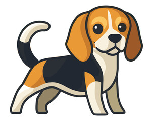 Adorable Beagle Cartoon Illustration in Color &ndash; Ideal for Children&rsquo;s Products, Pet Brands, and Animal-Themed Designs with a Playful and Friendly Beagle Character
