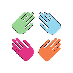 Colorful hand icon set isolated on white background. Vector illustration.