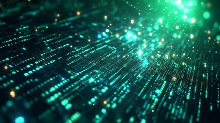 Obraz premium Vibrant Green Binary Data Background for Software and Programming Concepts