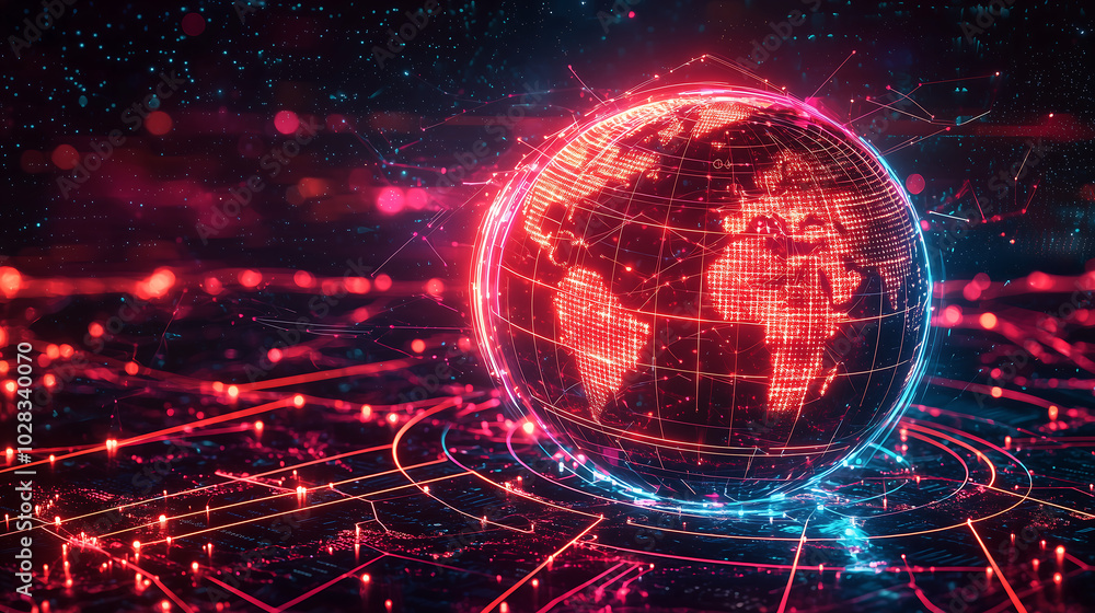 Aufkleber digital globe protected by advanced cyber security system