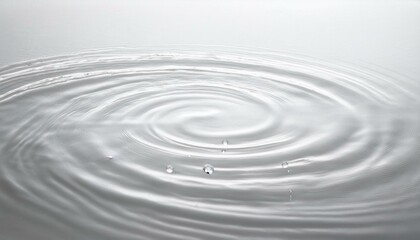 An abstract swirl of white water, forming a loose spiral with fine mist and droplets, center