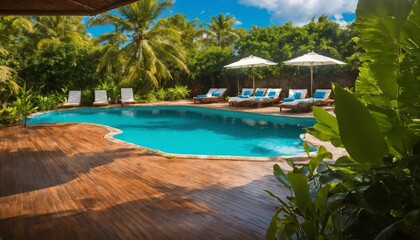 Swimming pool in resort, AI generated