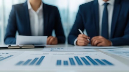 Business partners discussing merger strategies with financial reports in front of them, modern office lighting, ultrarealistic detail of focused negotiation and documents