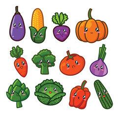vegetable cute set illustration