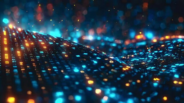 Cryptocurrency coins against tech binary abstract background.