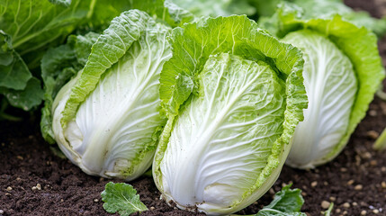 Freshly harvested Napa cabbage vibrant and healthy
