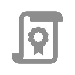 Academic degree vector icon. University diploma with ribbon badge certificate.