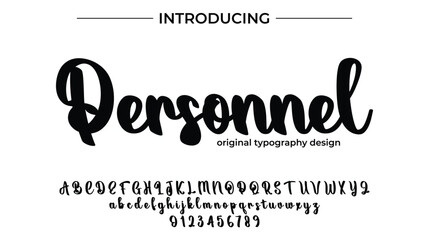 Personnel Font Stylish brush painted an uppercase vector letters, alphabet, typeface