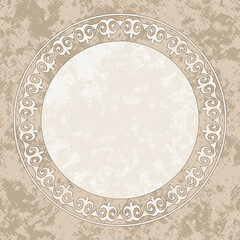 Round frame of Kazakh national ornament, decorative design templates, vector design