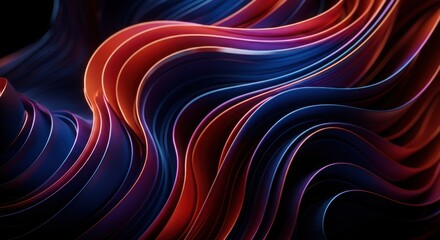 Obraz premium Abstract waves of vibrant colorful ribbons in dynamic flow