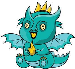 baby dragon with fire in hand 