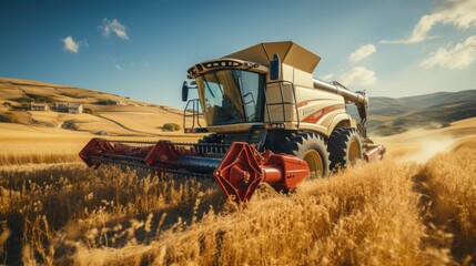 Obraz premium Combine Harvester in a Field