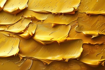 Golden Brush Strokes - Oil Paint Texture Background Pattern in Yellow