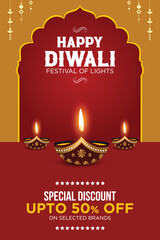 Happy Diwali Advertisement, Banner, Poster, Design vector template, Creative flyer concept, Graphic design element