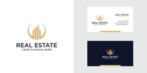 Real Estate Vector Logo Design. Simple Business Card Design.