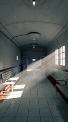 Old Hospital Hallway premium photo 3d render