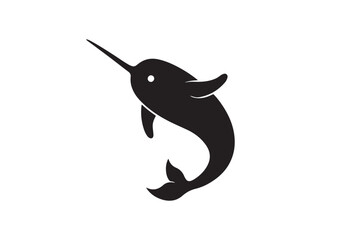 Narwhal Silhouette Vector Illustration – Perfect for T-Shirts, Hoodies & Print Designs © Madhusudan