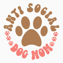 Anti social dog mom svg retro t shirt design