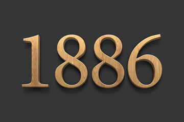 3D wooden logo of number 1886 on dark grey background.