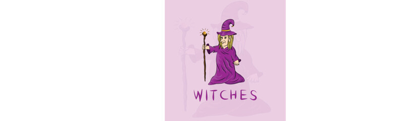 Witches vector logo design 
