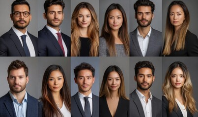 Business People Headshots Collage, Generative AI