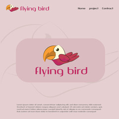 Flying Bird vector logo design with web page 