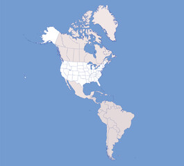 North and South America map