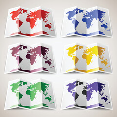 set of colored world map