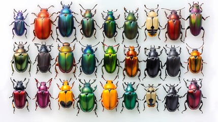 Obraz premium Collection of Colorful Beetles, Insects, Arthropods