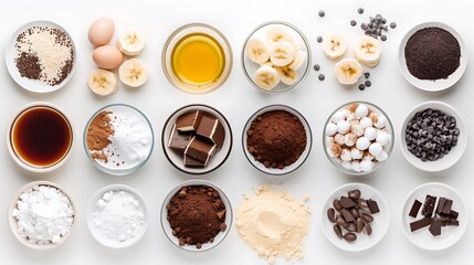 Ingredients for a Delicious Chocolate Banana Cake.