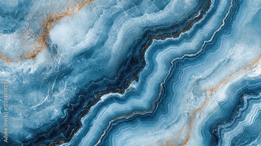 Poster blue marble with wavy patterns. perfect for use as a background or design element.