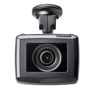 Dashboard camera with lens and mount, white isolate background transparent