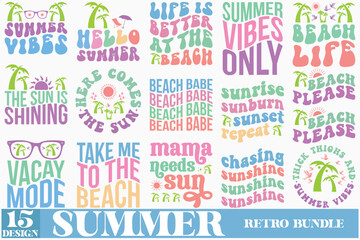 Summer Retro Bundle svg retro t shirt design