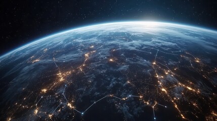 A global network connection over the planet earth.