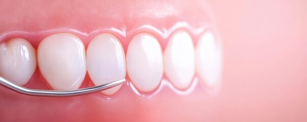 Curing light on filled tooth, detailed view, hygiene focus