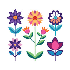 set of flower vector illustration.