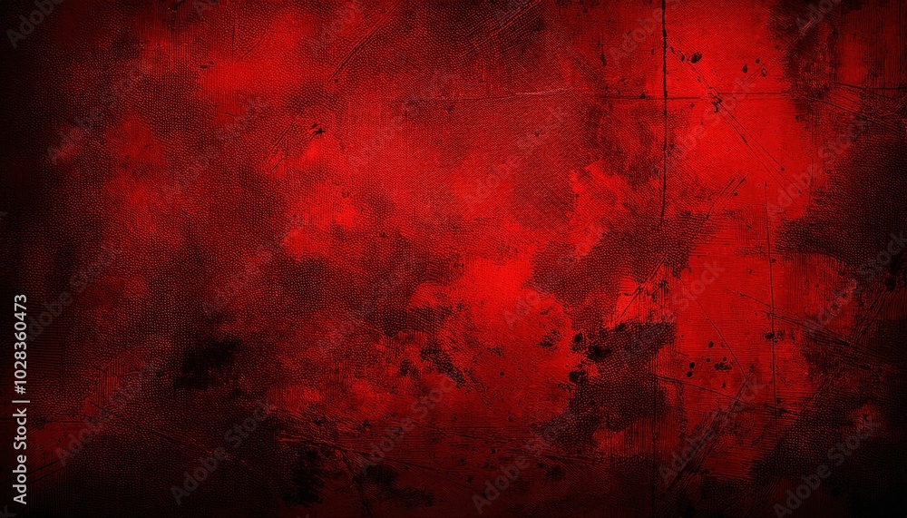 Poster deep crimson grunge texture with distressed brush strokes, dark scratches, and rugged patterns for i